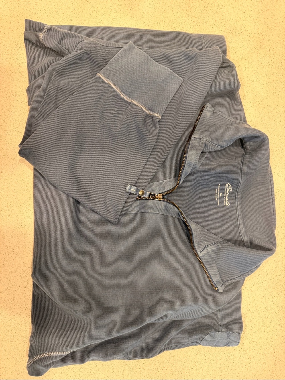 Casuals Roundtree & Yorke Men’s XL Quarter Zip Pullover 100% Cotton Washed Blue